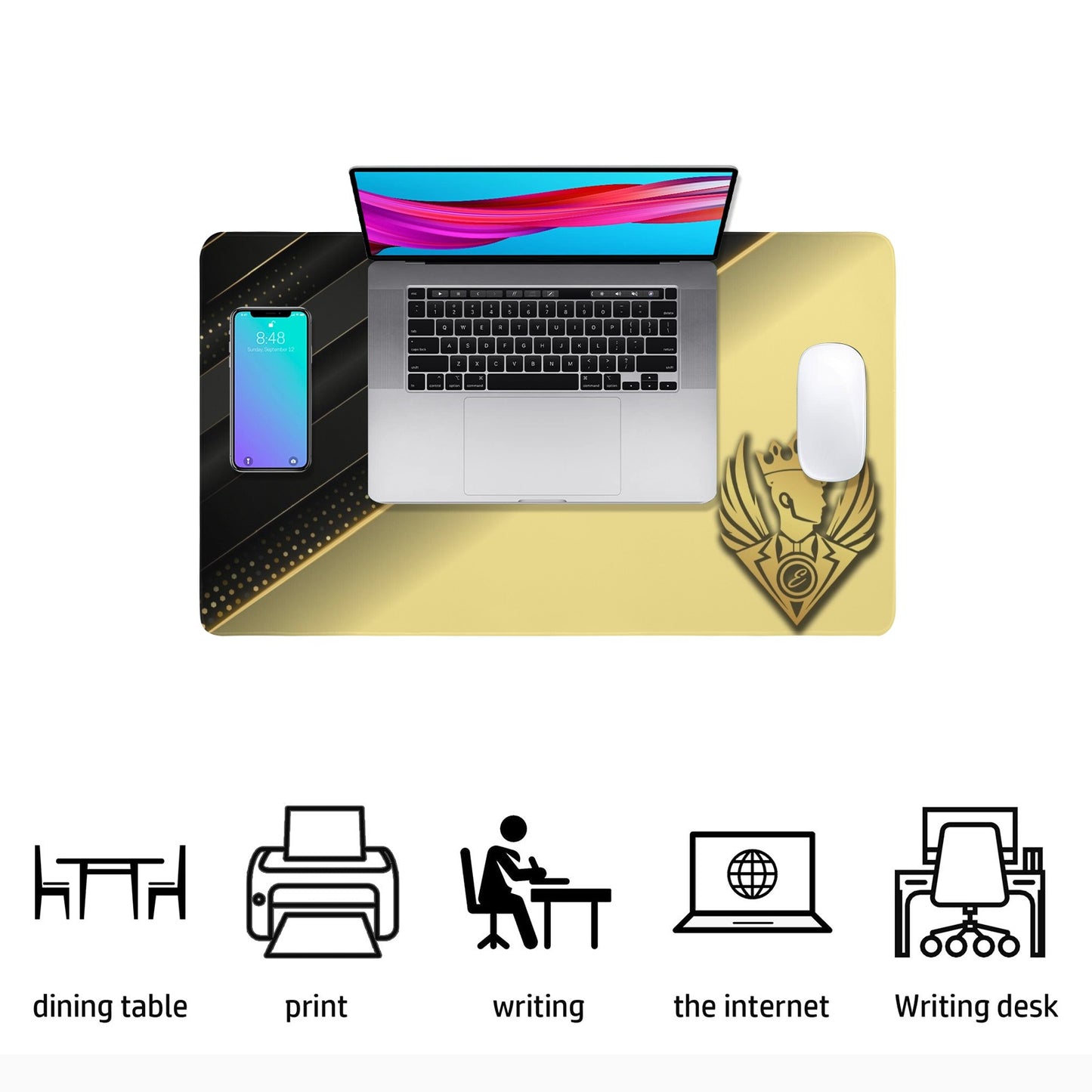 Black and Gold Esquire Rectangle Mousepad 23.6" x 13.8"