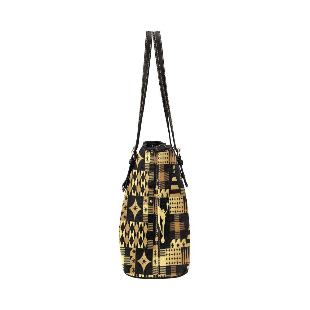 Black And Gold Holiday 2025 Leather Tote Bag