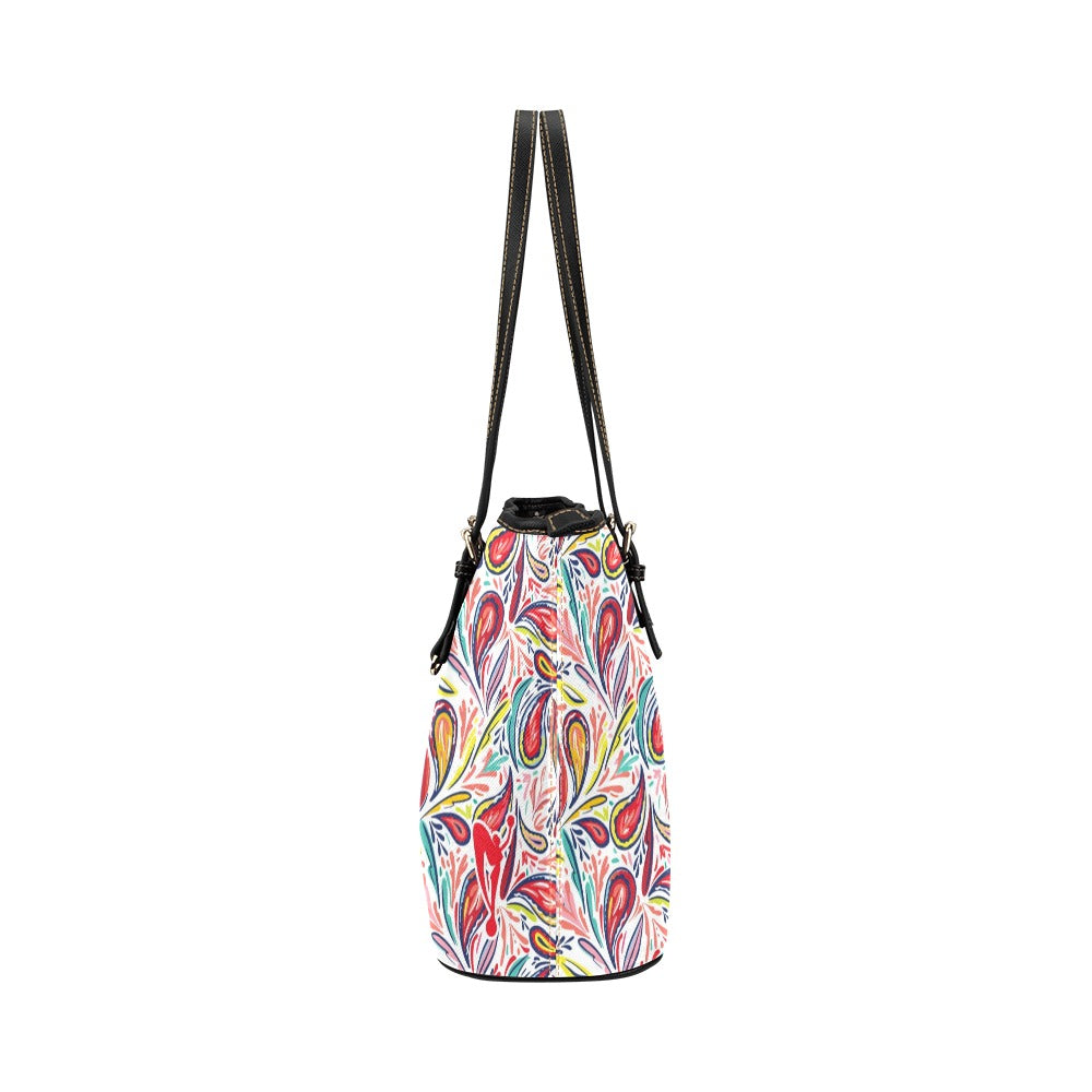 Painted Paisley Leather Tote Bag