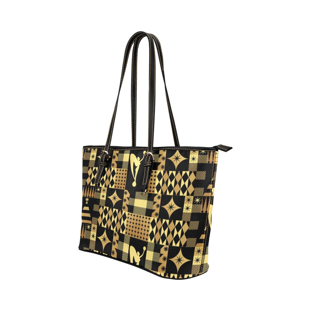 Black And Gold Holiday 2025 Leather Tote Bag
