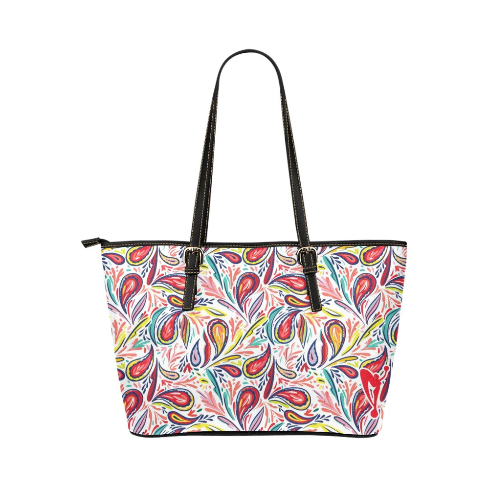 Painted Paisley Leather Tote Bag