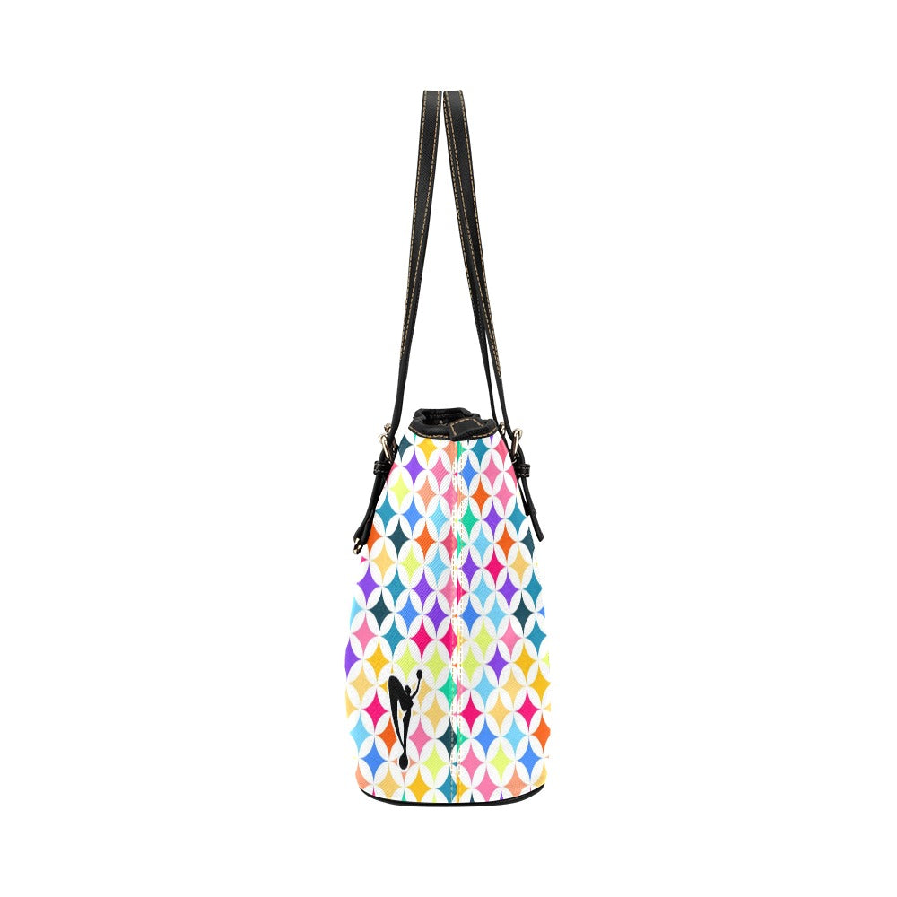 Retro Rainbow Leather Tote Bag