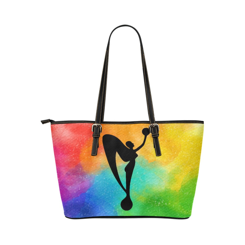 Rainbow Watercolor 2025 Leather Tote Bag