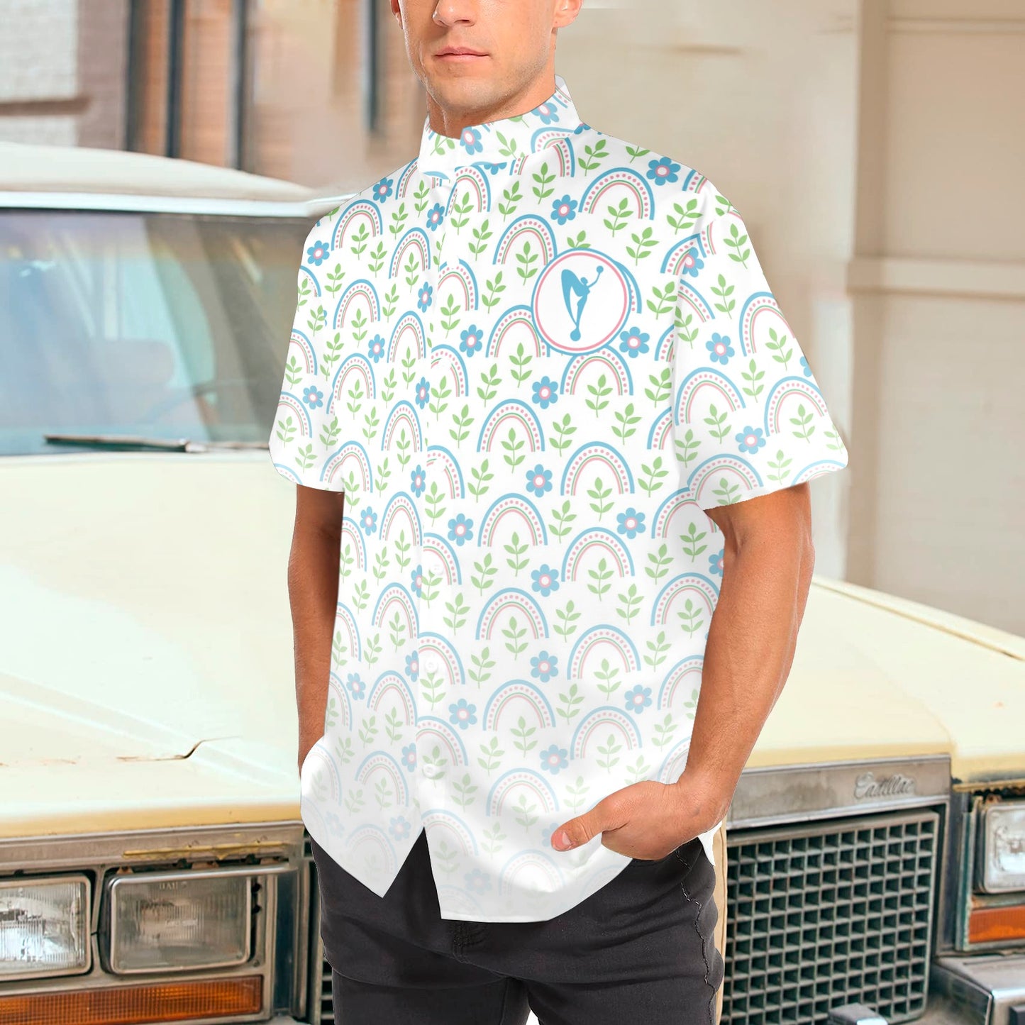 Spring Awakening Symbol Stand Up Collared Shirt