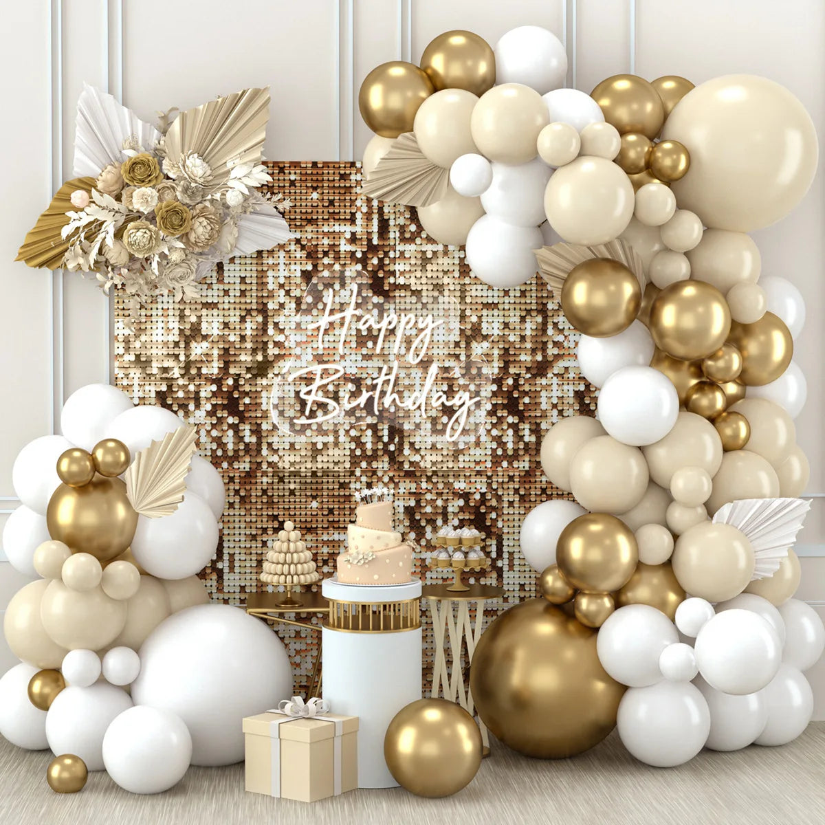 91pcs White Gold Balloon Garland Arch Kit Wedding Birthday Party Decoration Kids Birthday Ballon Baby Shower Confetti Baloon