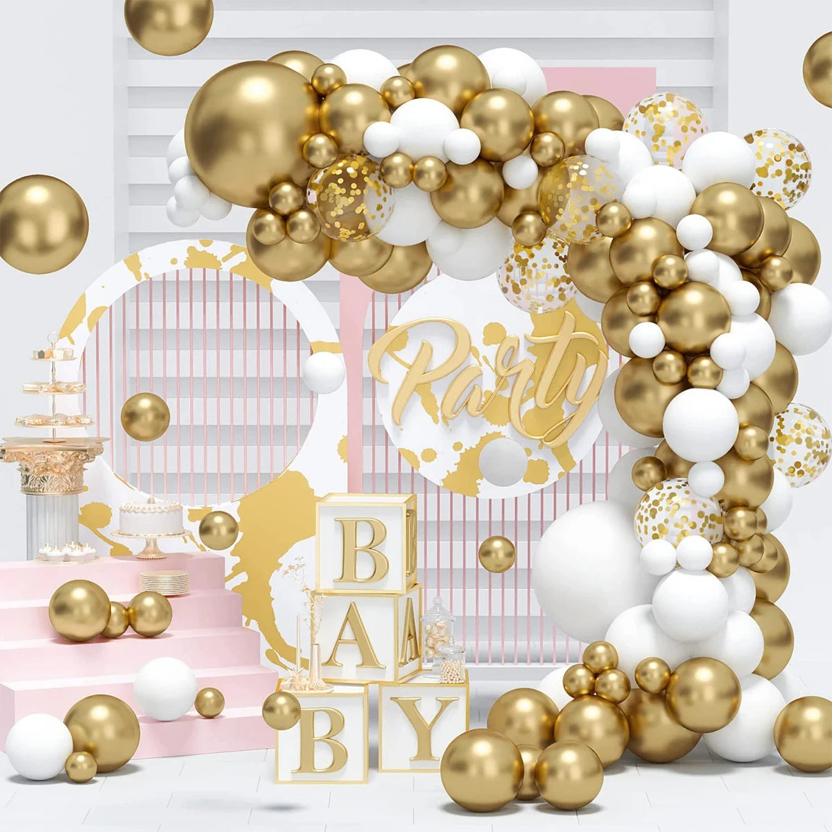 91pcs White Gold Balloon Garland Arch Kit Wedding Birthday Party Decoration Kids Birthday Ballon Baby Shower Confetti Baloon