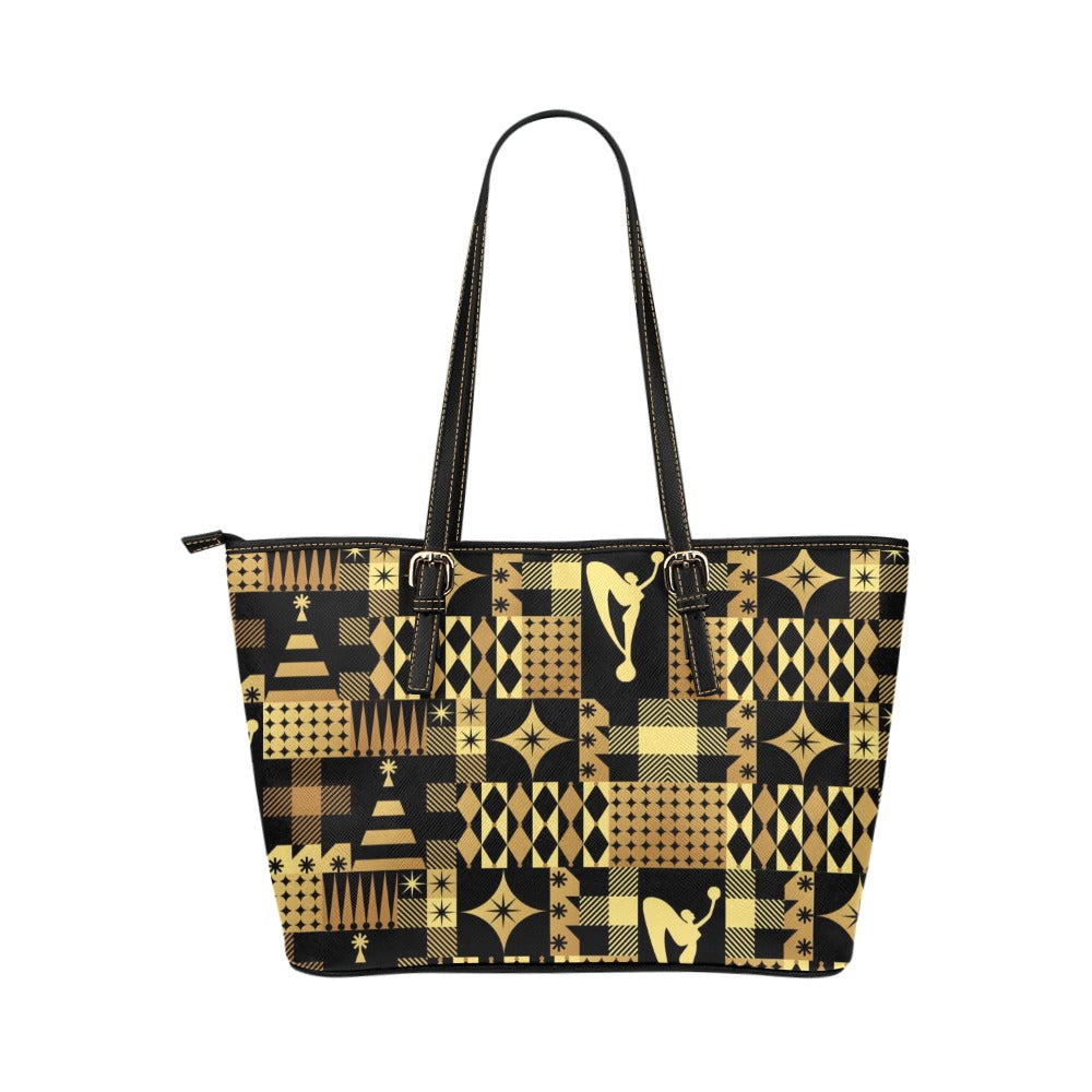 Black And Gold Holiday 2025 Leather Tote Bag