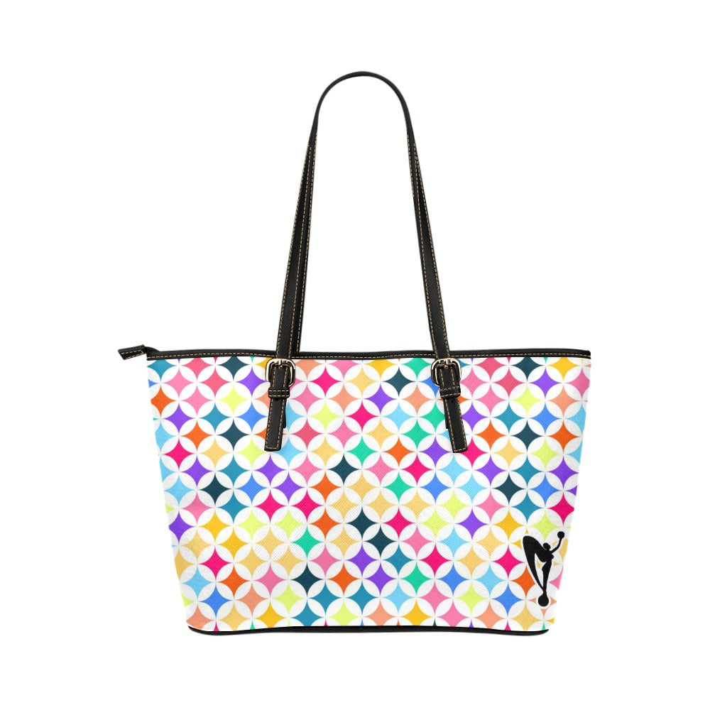 Retro Rainbow Leather Tote Bag