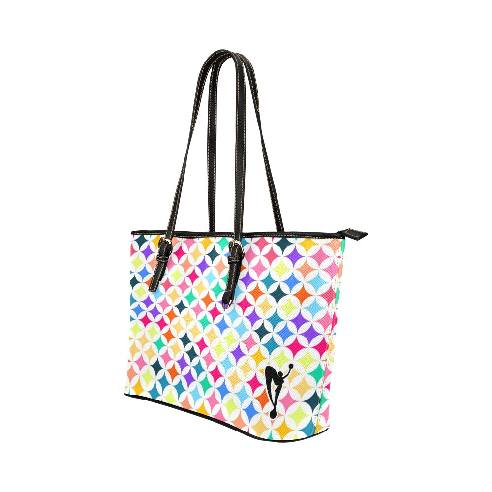 Retro Rainbow Leather Tote Bag