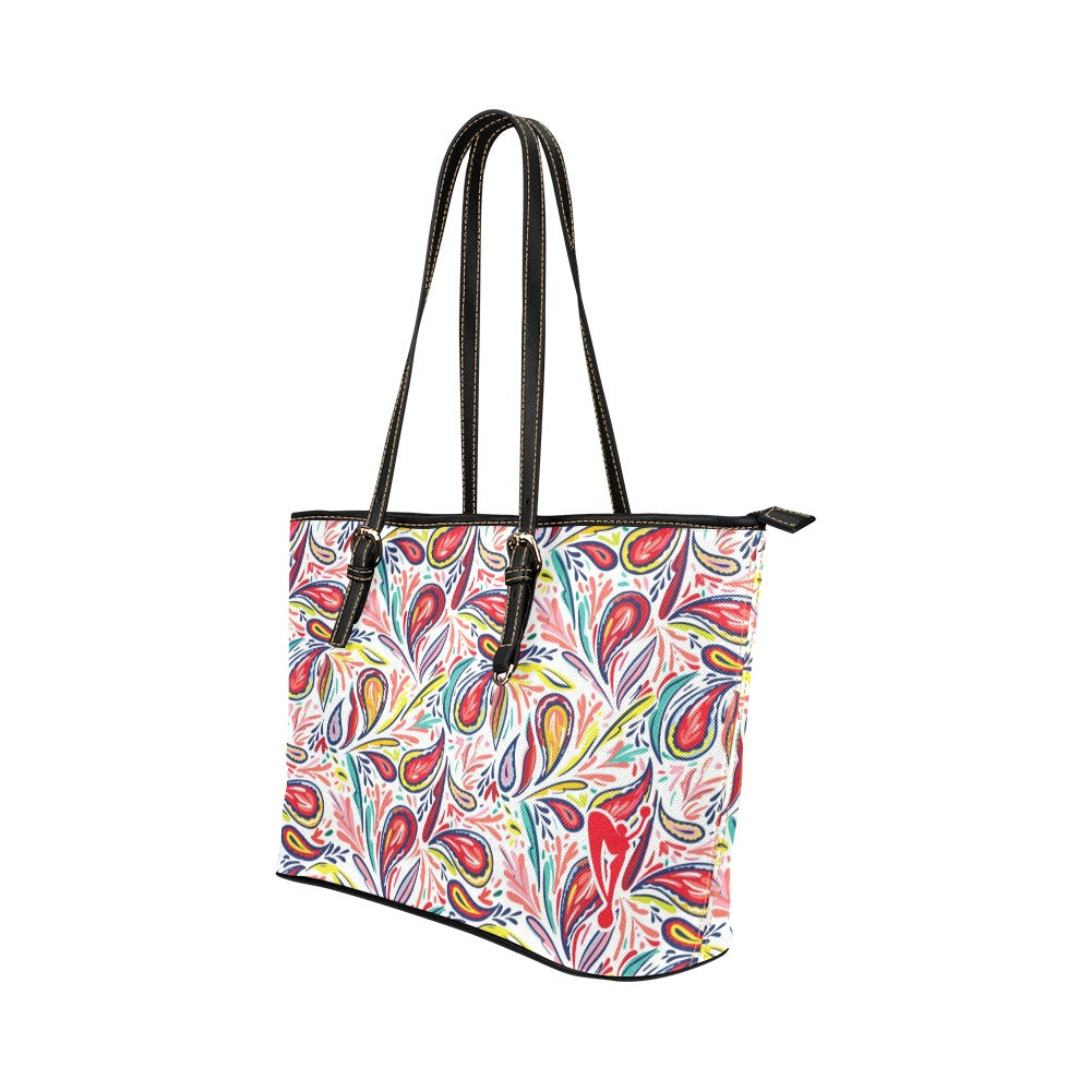 Painted Paisley Leather Tote Bag