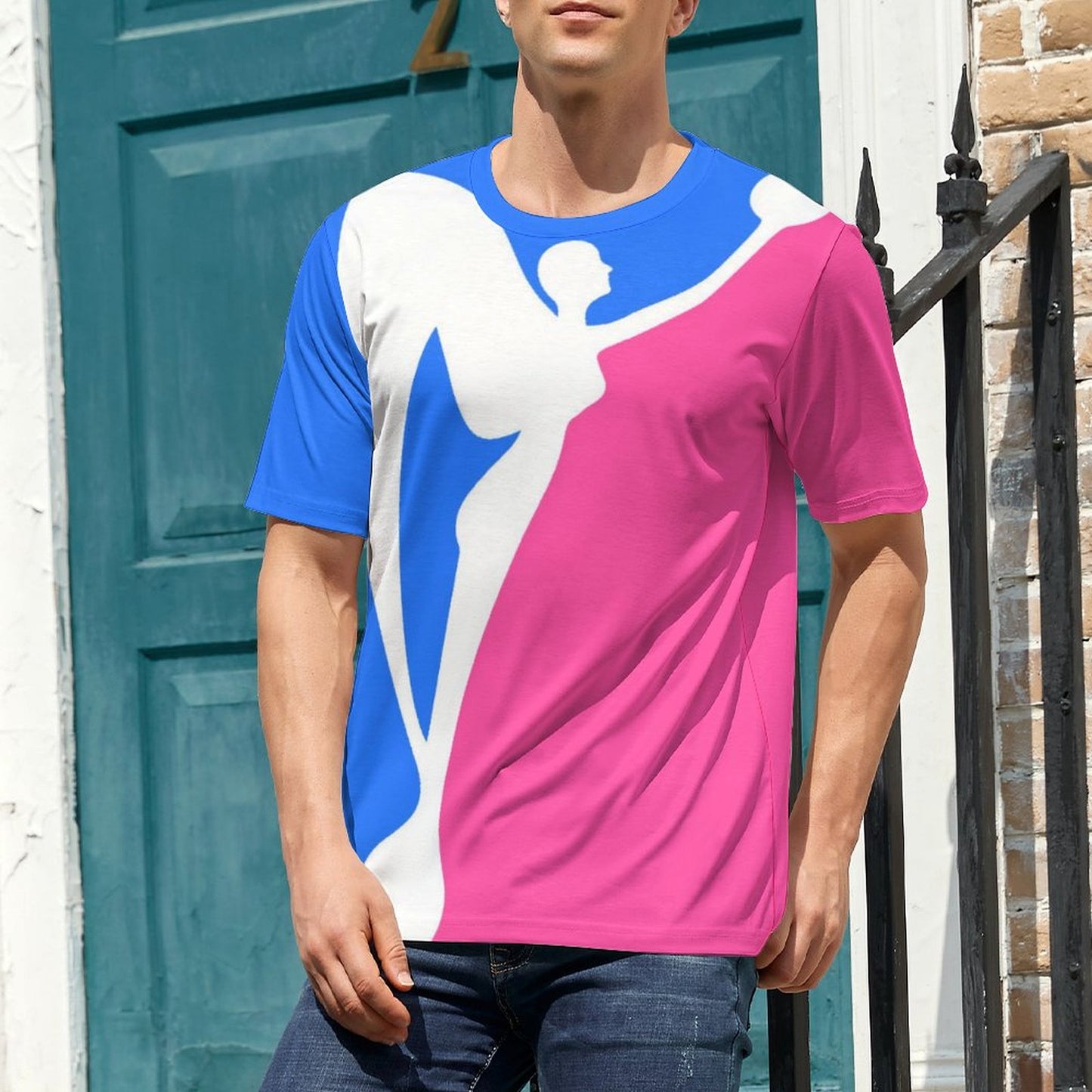 Excellence Color Block Shirt - Blue & Pink