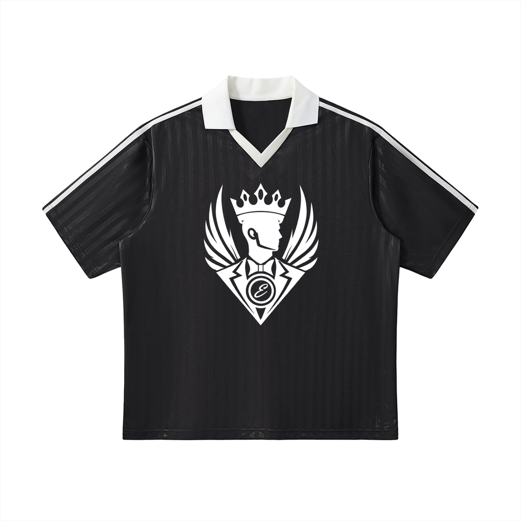 Contrast Collar Striped Soccer Jersey