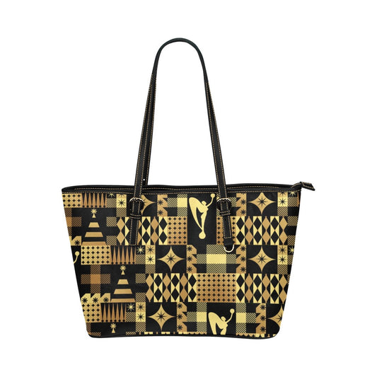 Black And Gold Holiday 2025 Leather Tote Bag