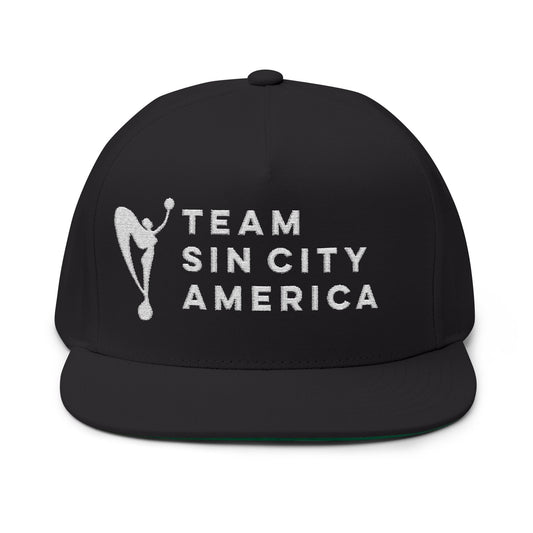 Embroidered Flat Bill Cap - Team Sin City America, Hip Hop Fashion, Sports Fan Gear, Personalized Gift for Events, Streetwear Style