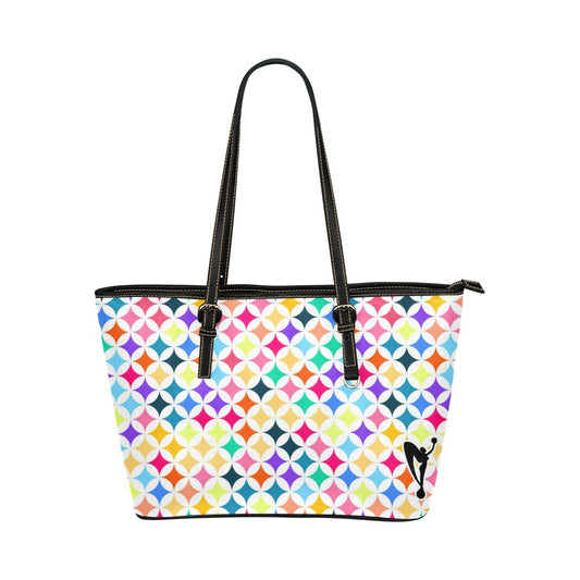 Retro Rainbow Leather Tote Bag