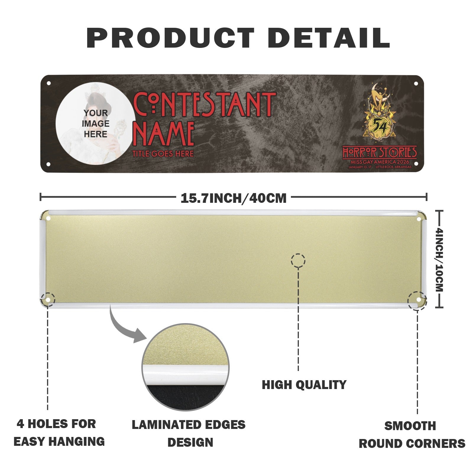 Horror Stories Qualified Contestant Metal Name Sign