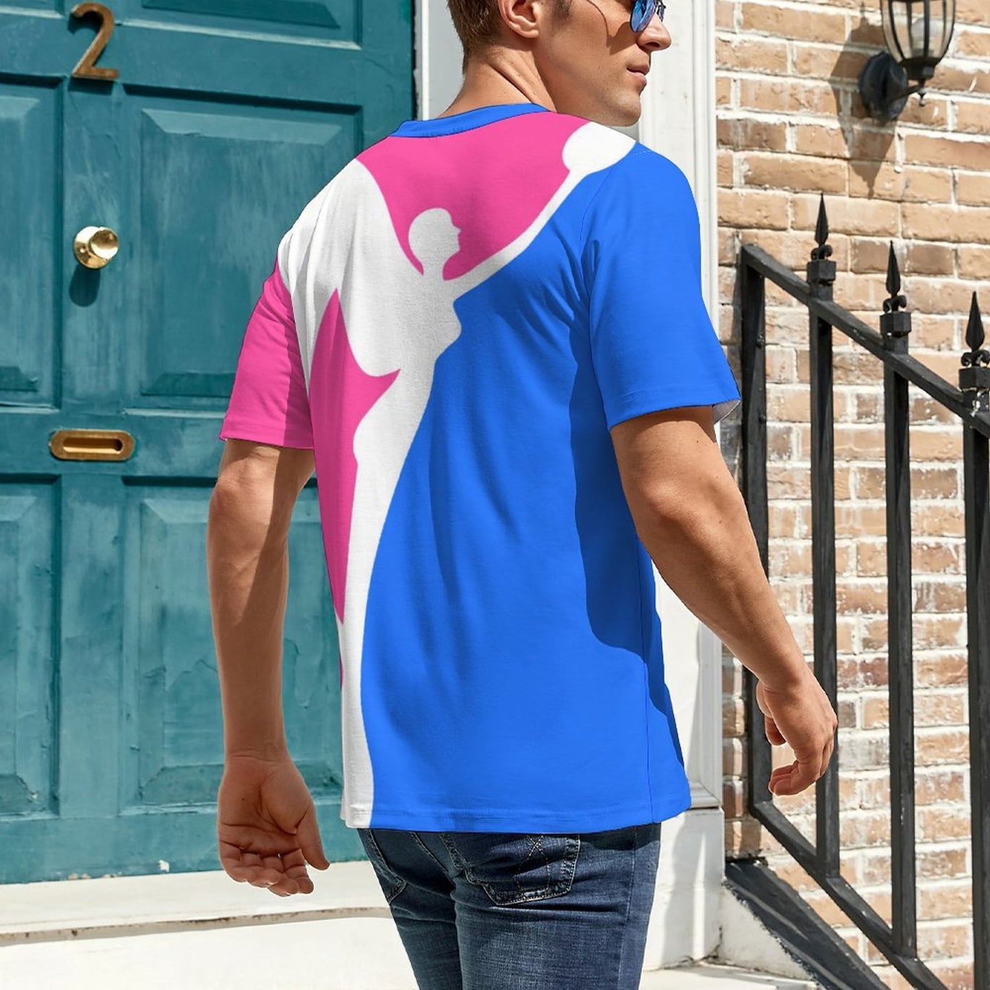 Excellence Color Block Shirt - Blue & Pink