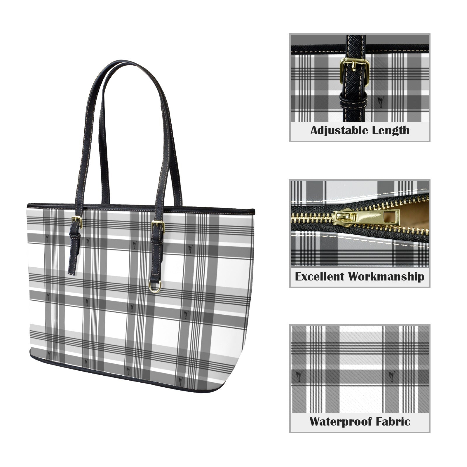 forever tartan Leather Tote Bag