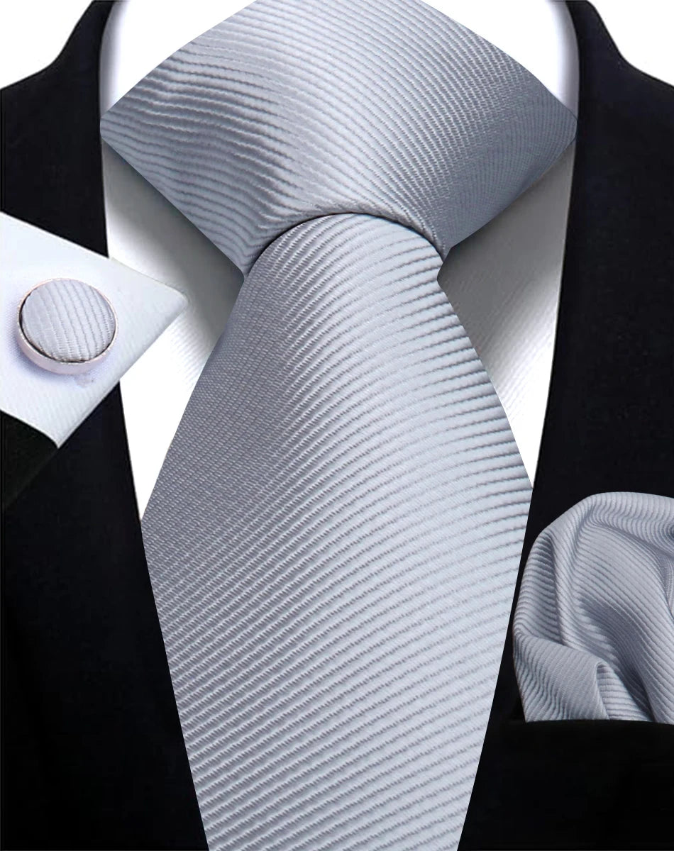 Tie, Clip, Pocket Square and Cufflink Combo