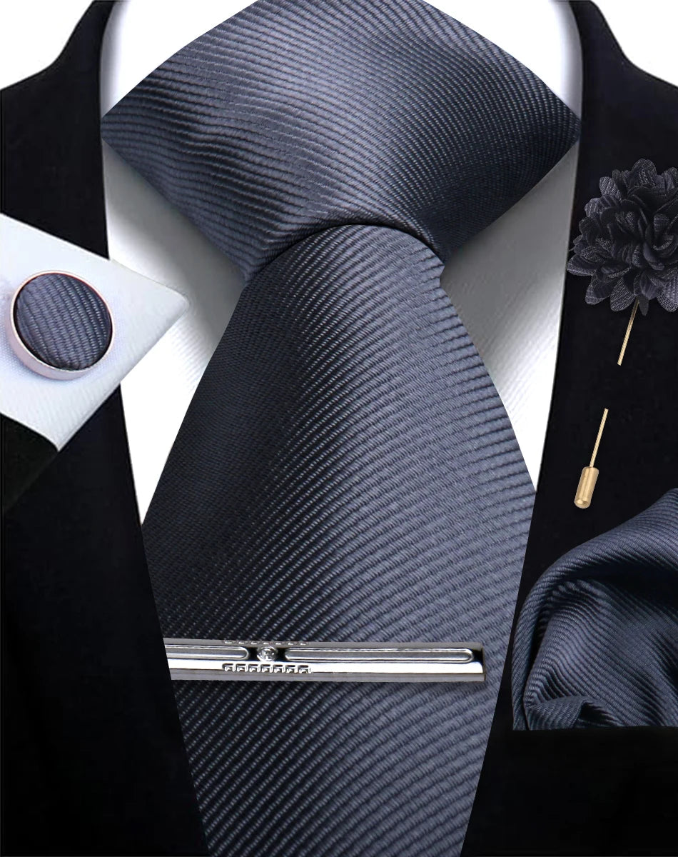 Tie, Clip, Pocket Square and Cufflink Combo