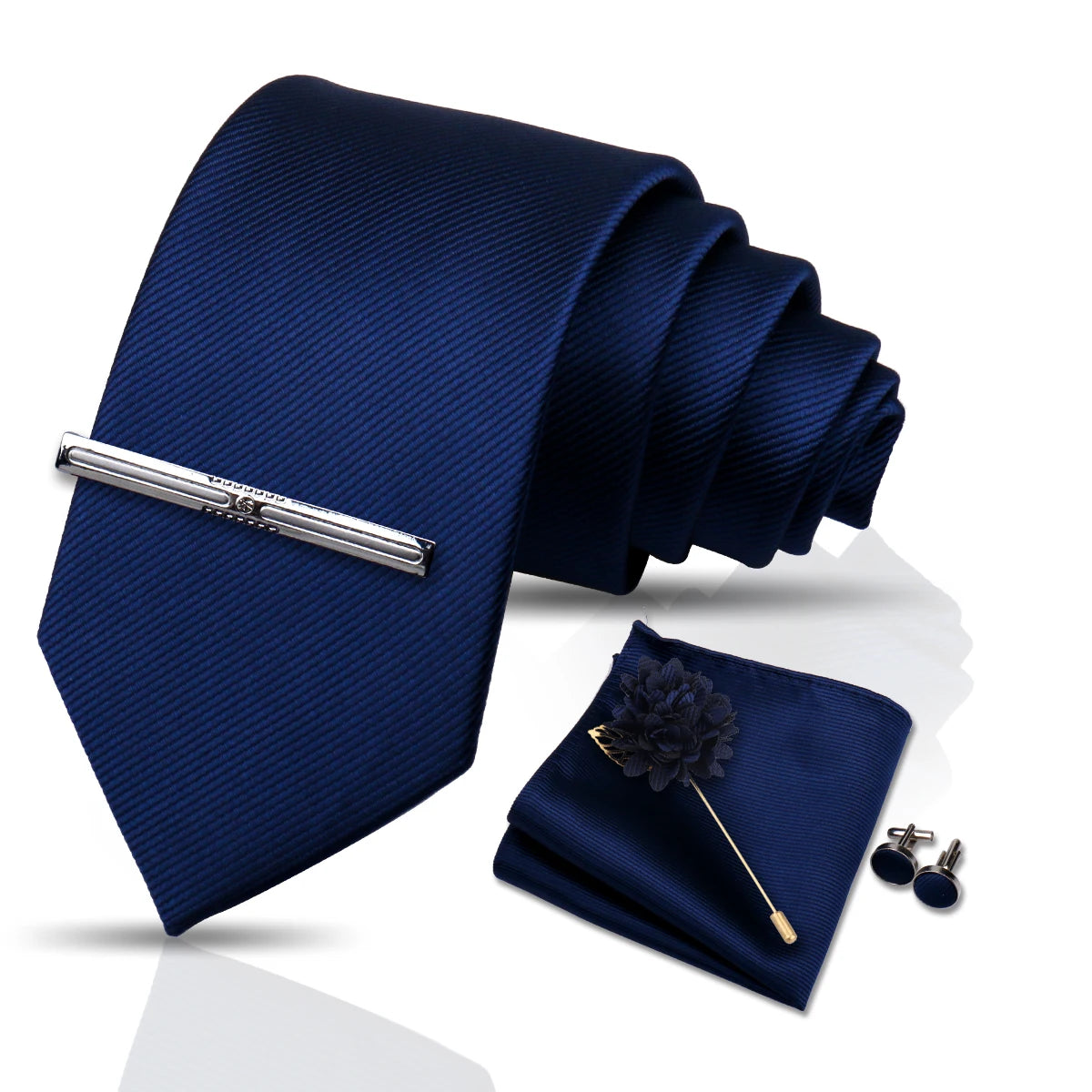Tie, Clip, Pocket Square and Cufflink Combo