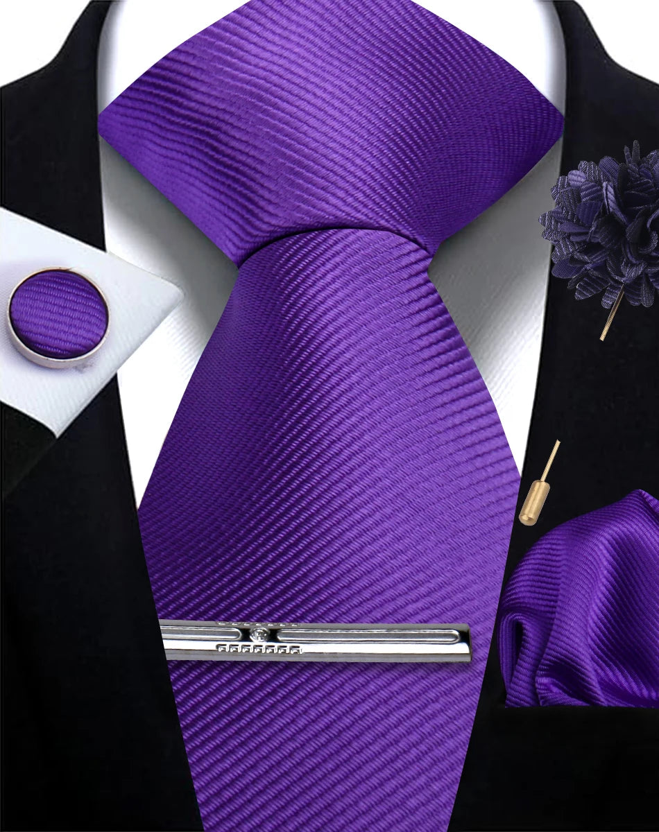 Tie, Clip, Pocket Square and Cufflink Combo