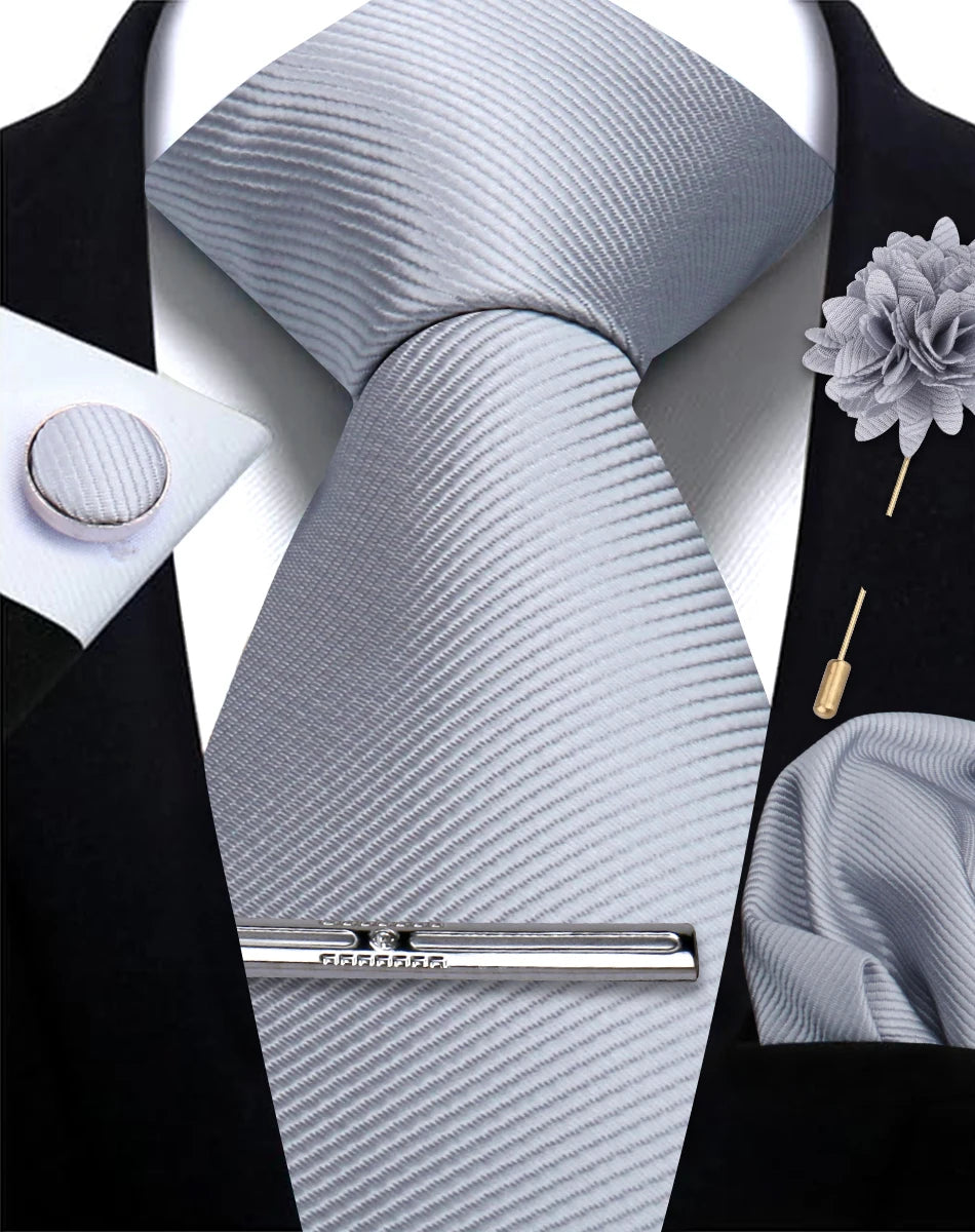 Tie, Clip, Pocket Square and Cufflink Combo