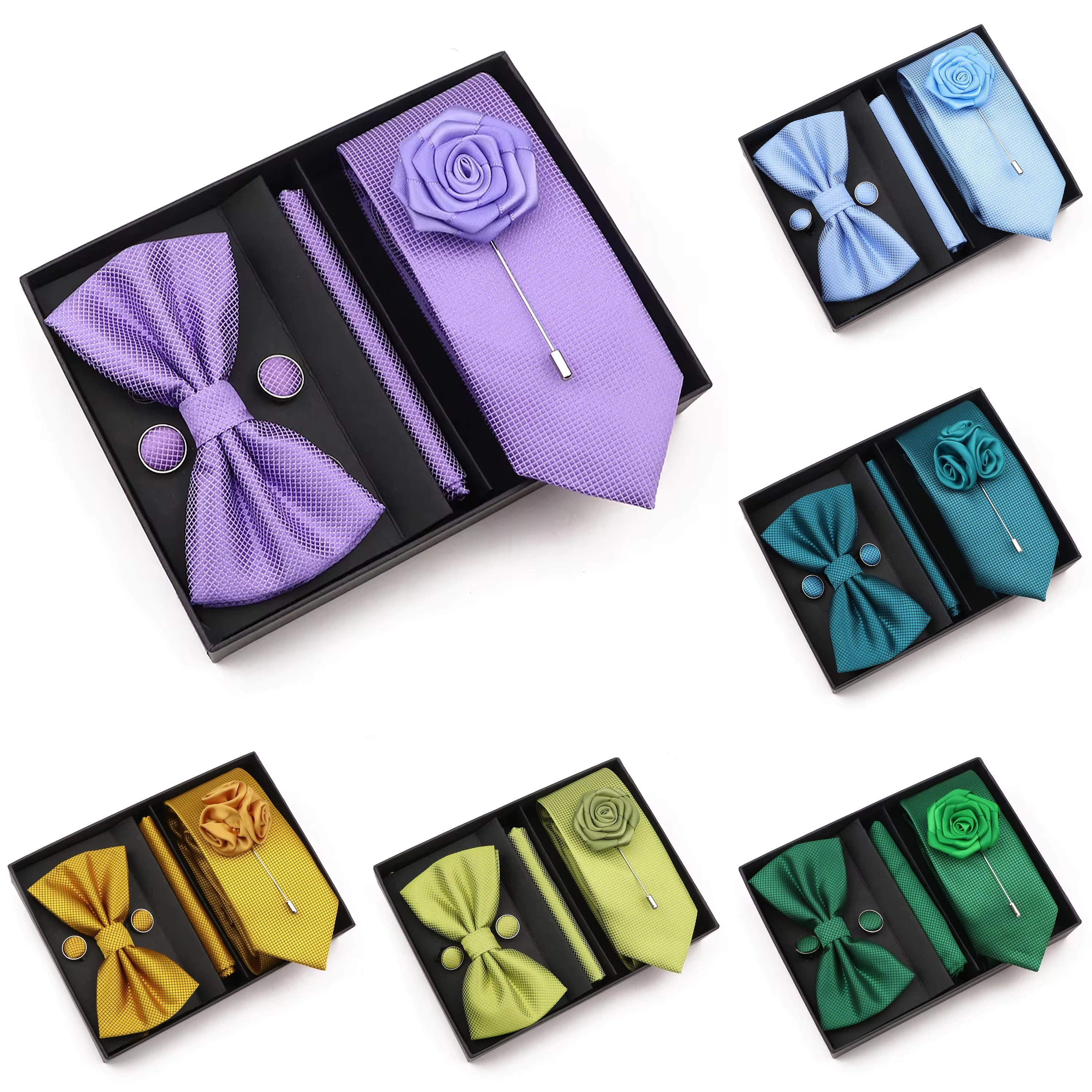 Bow TIe, Pin, Tie, and Matching Cufflink Combo