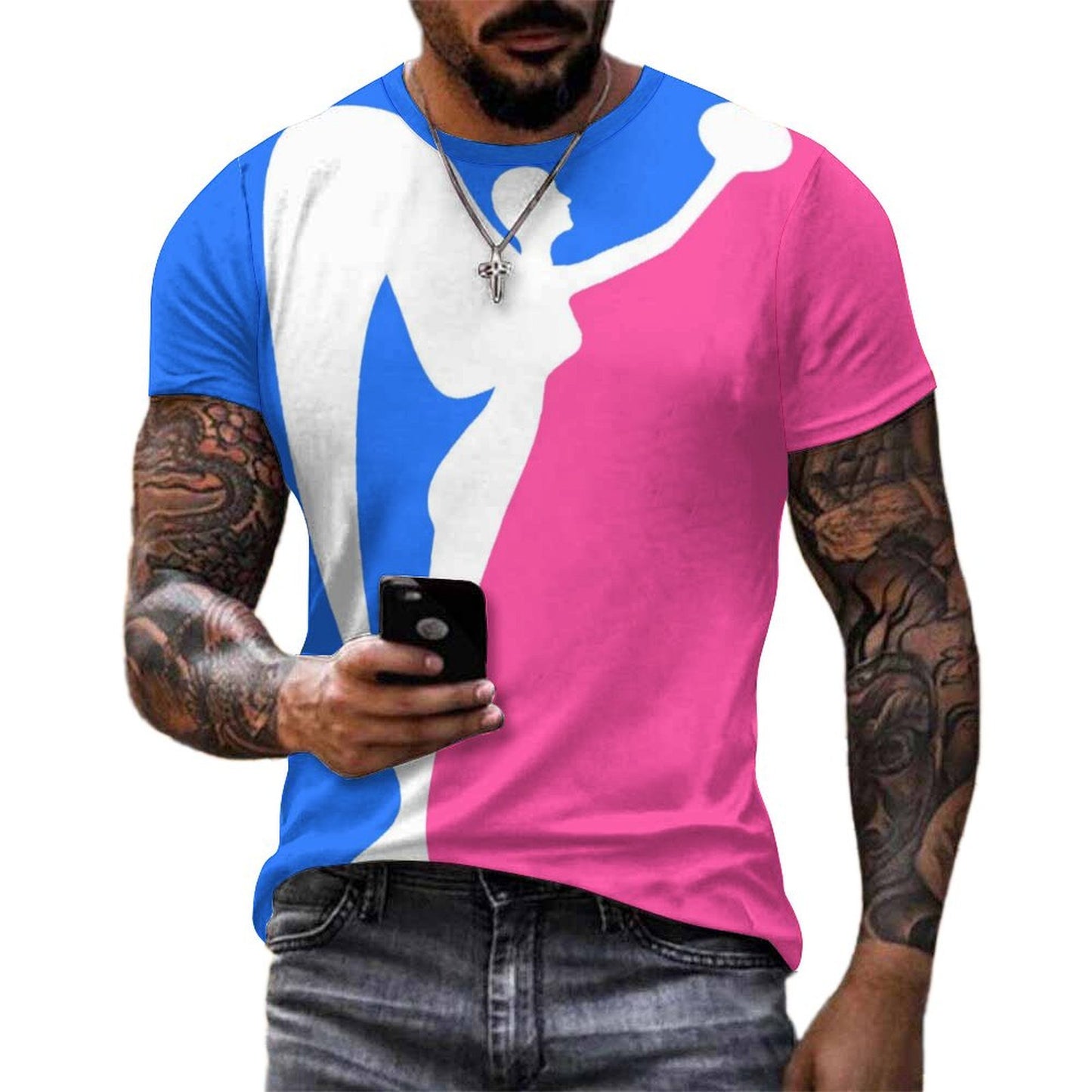 Excellence Color Block Shirt - Blue & Pink