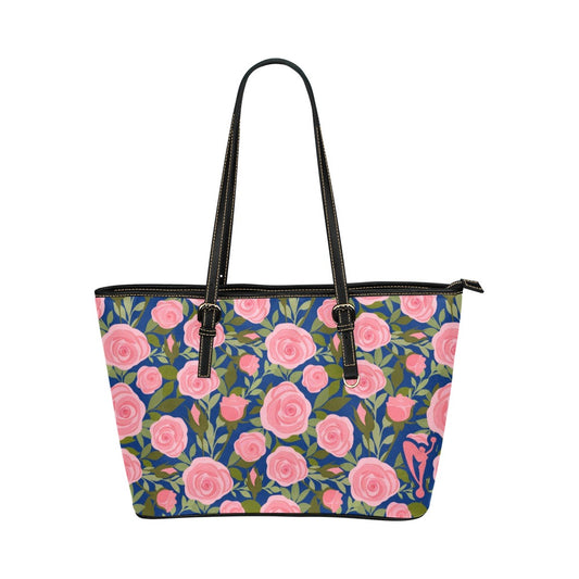 Pink Roses Femme Leather Tote Bag