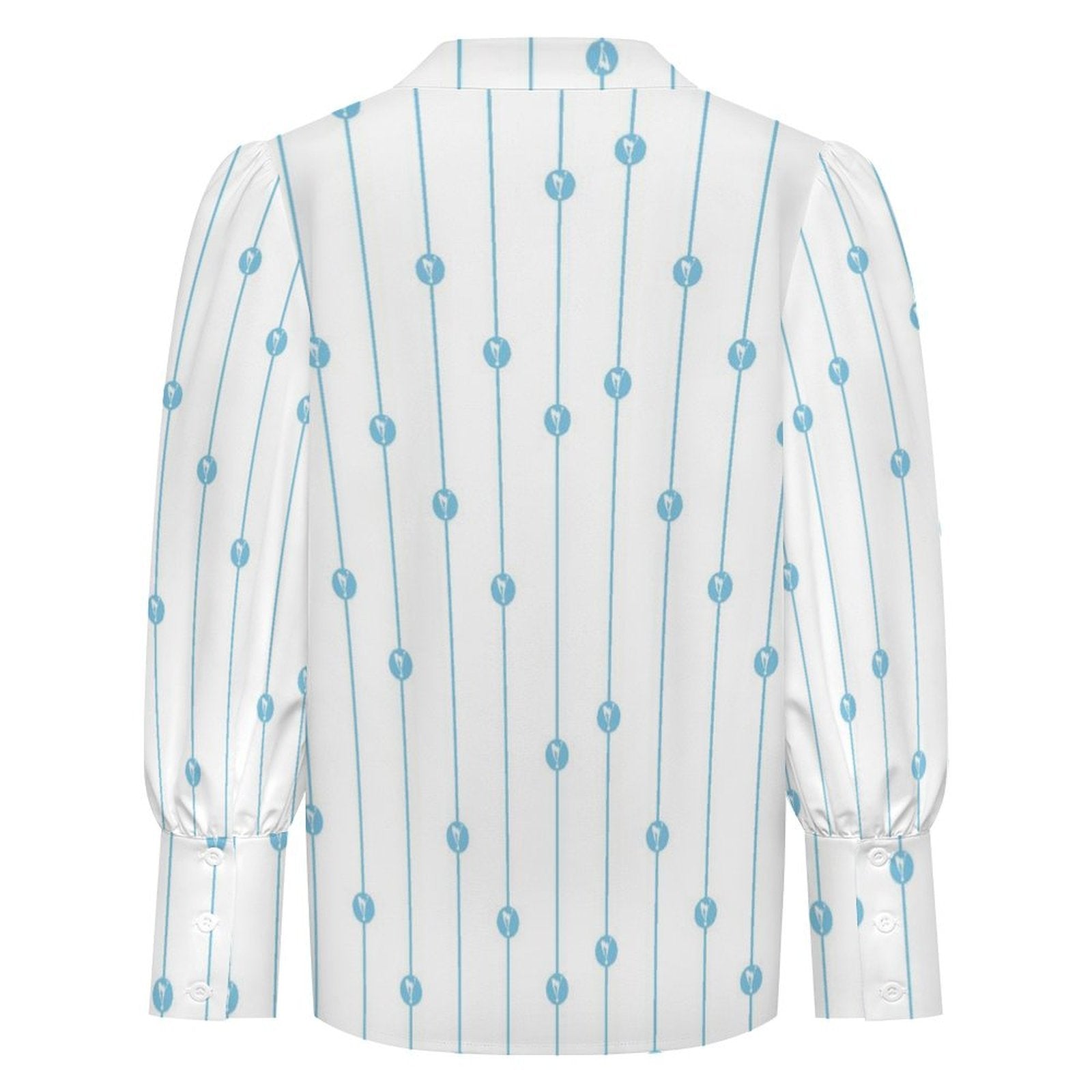 Blue Dot Stripe Women's Long Sleeve Lantern Sleeve Shirt