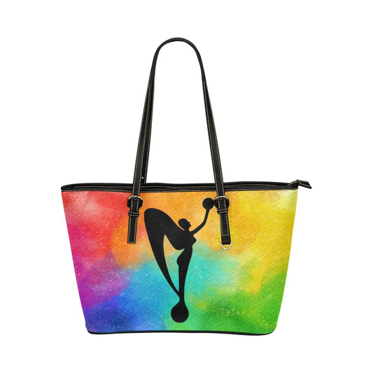 Rainbow Watercolor 2025 Leather Tote Bag